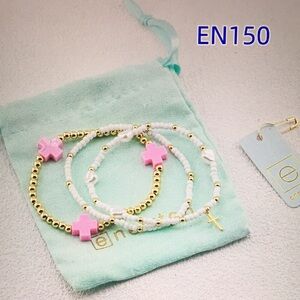 Newton Pink and Gold Cross Bracelet Set